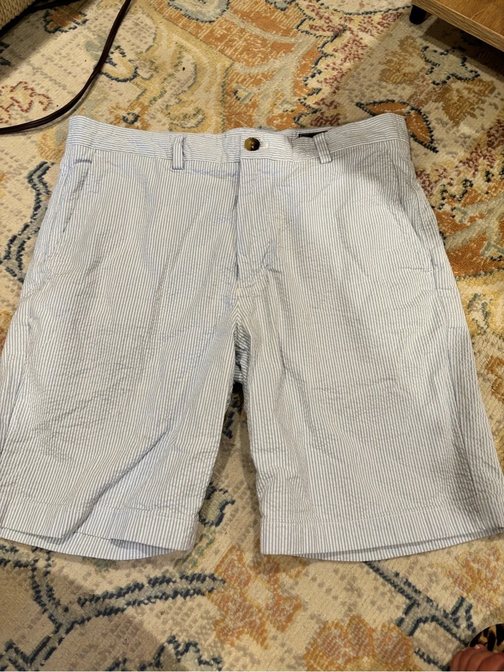 Vineyard Vines Blue and White Seersucker Flat Front Shorts